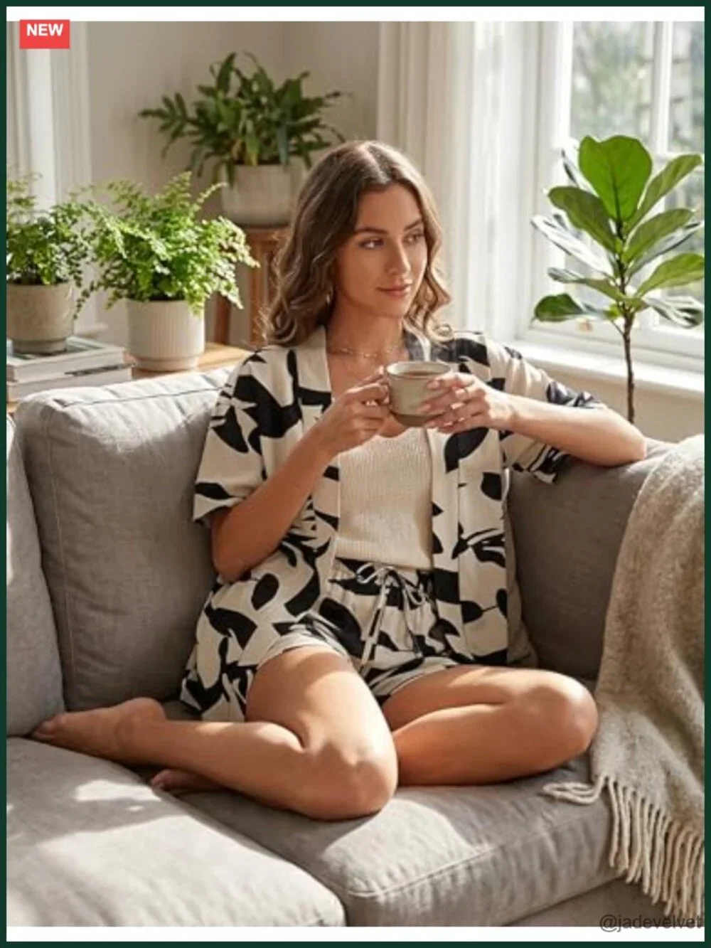 2 Piece Hawaiian Swimsuit Cover Up Kimono Beach Set with Shorts Pockets